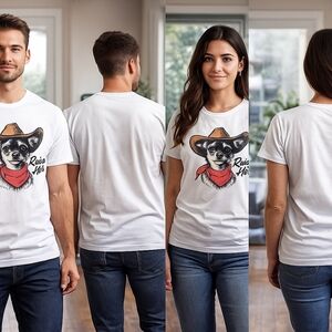 “Unisex Raise Hell Dog Tee – Cowboy Chihuahua Graphic Shirt”